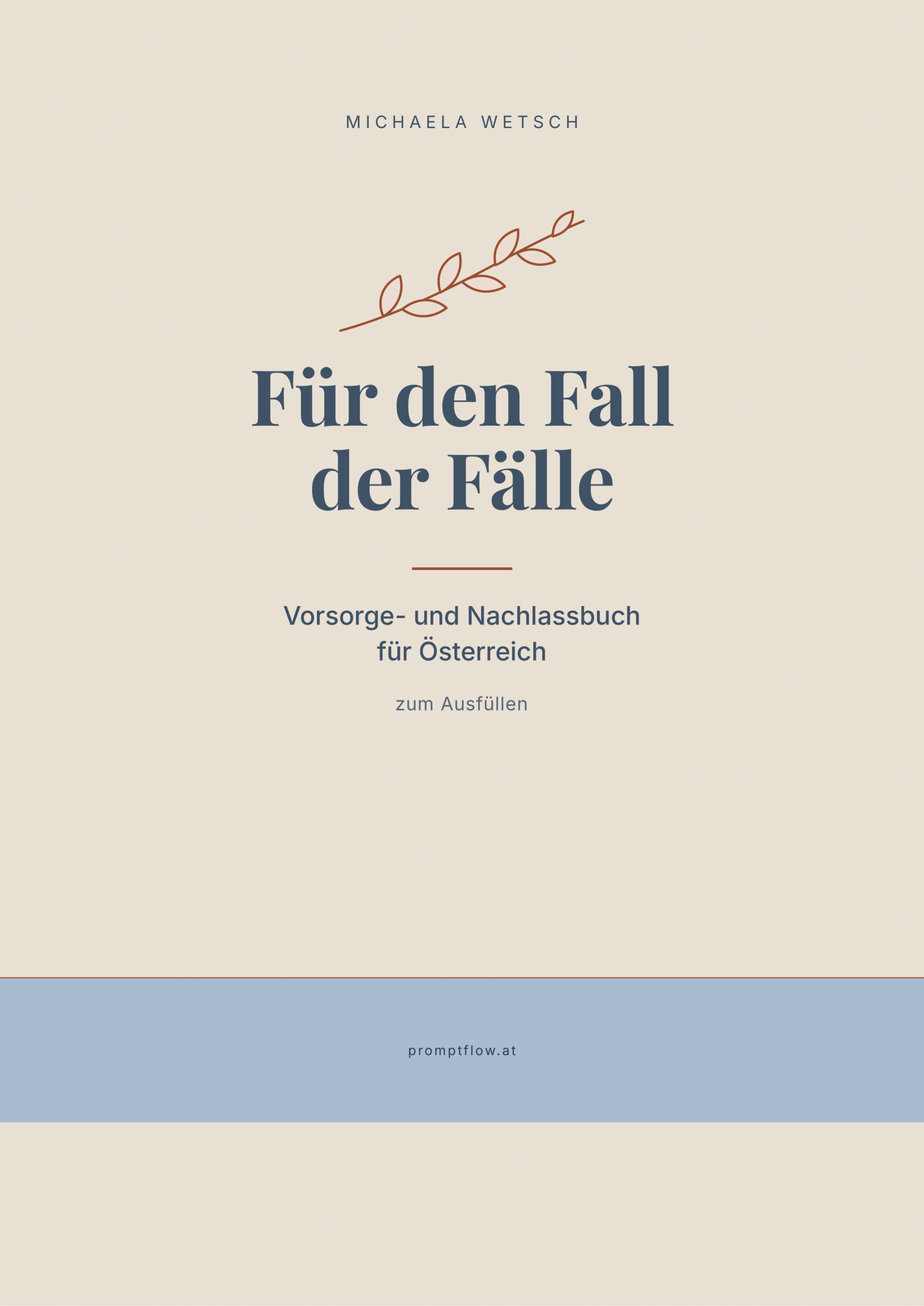Cover Nachlassbuch Für den Fall der Fälle in Taubenblau